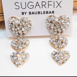 SUGARFIX by BAUBLEBAR Valentine’s Day Cluster Crystal Hearts Dangle Earrings NWT